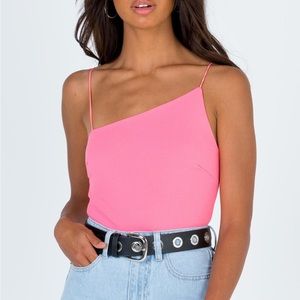 Pink Asymmetrical Bodysuit
